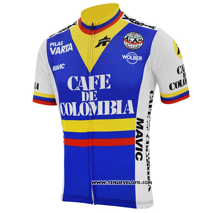2021 Maillot Cyclisme La Colombie Bleu Blanc Manches Courtes et Cuissard